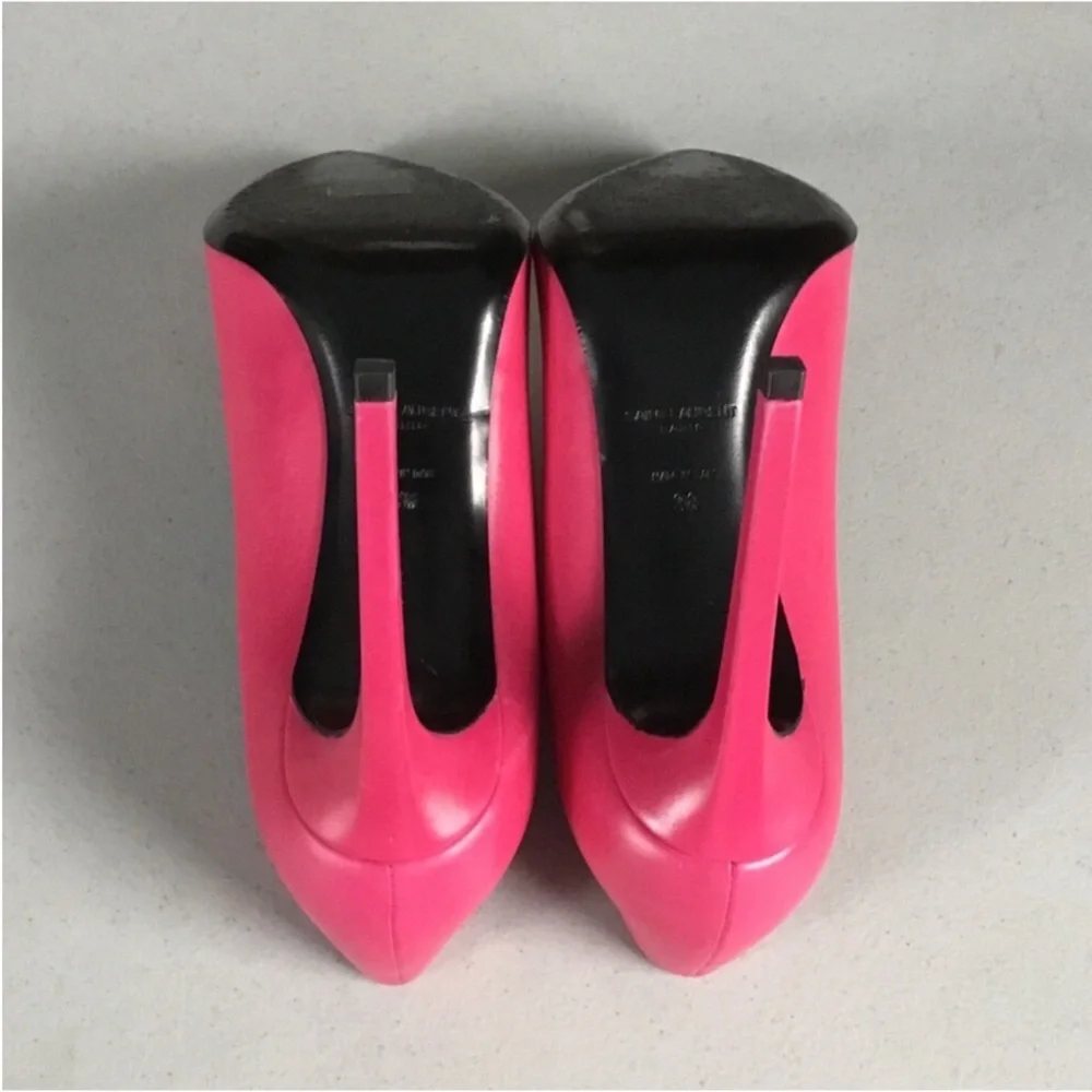 SAINT LAURENT AUTHENTIC COLOR FUCHSIA SLIM HEEL POINTY TOE LEATHER SIZE 38 - Picture 7 of 16
